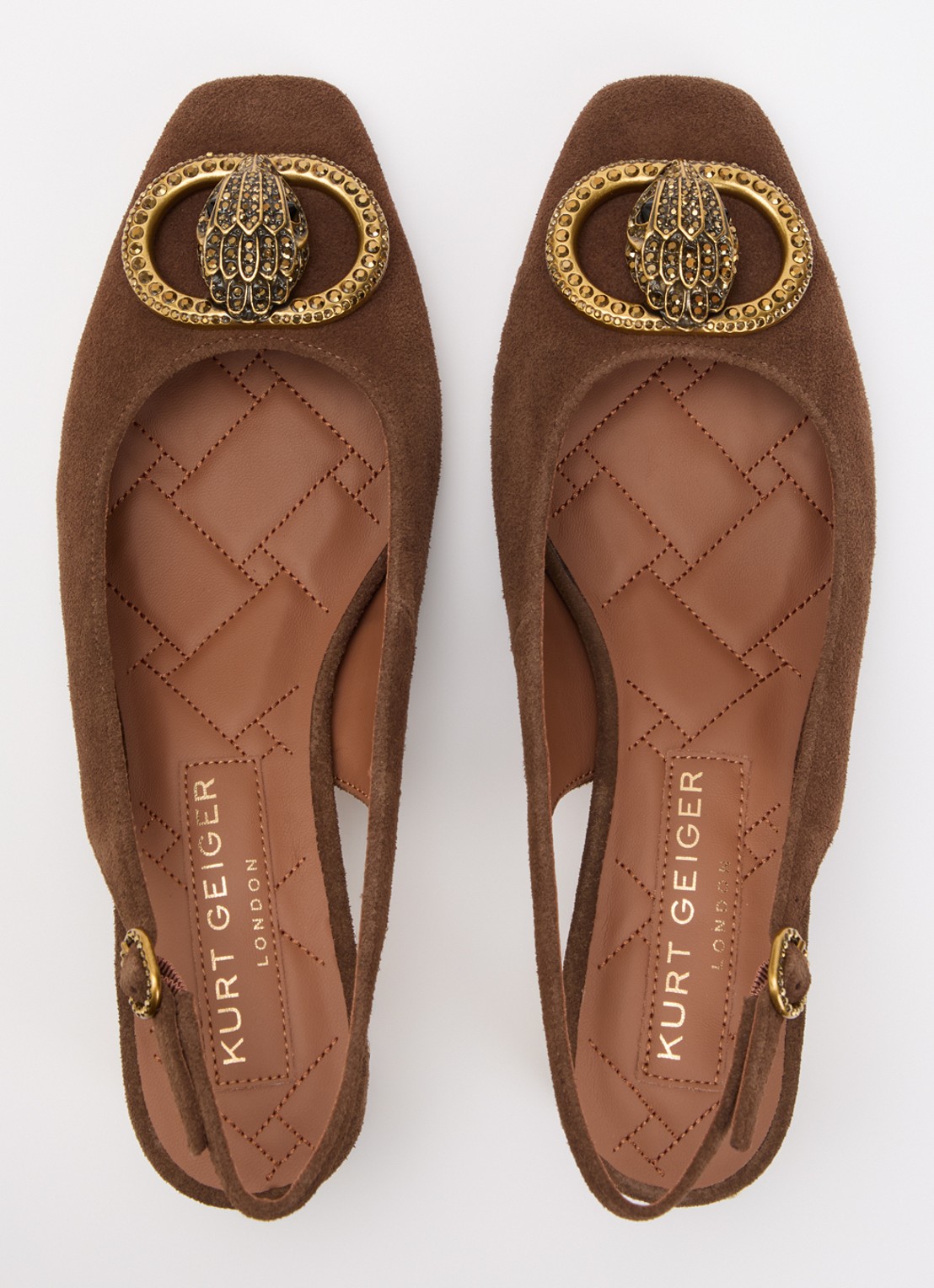 Kurt Geiger Chelsea slingback van suède met strass - detail 3 bruin