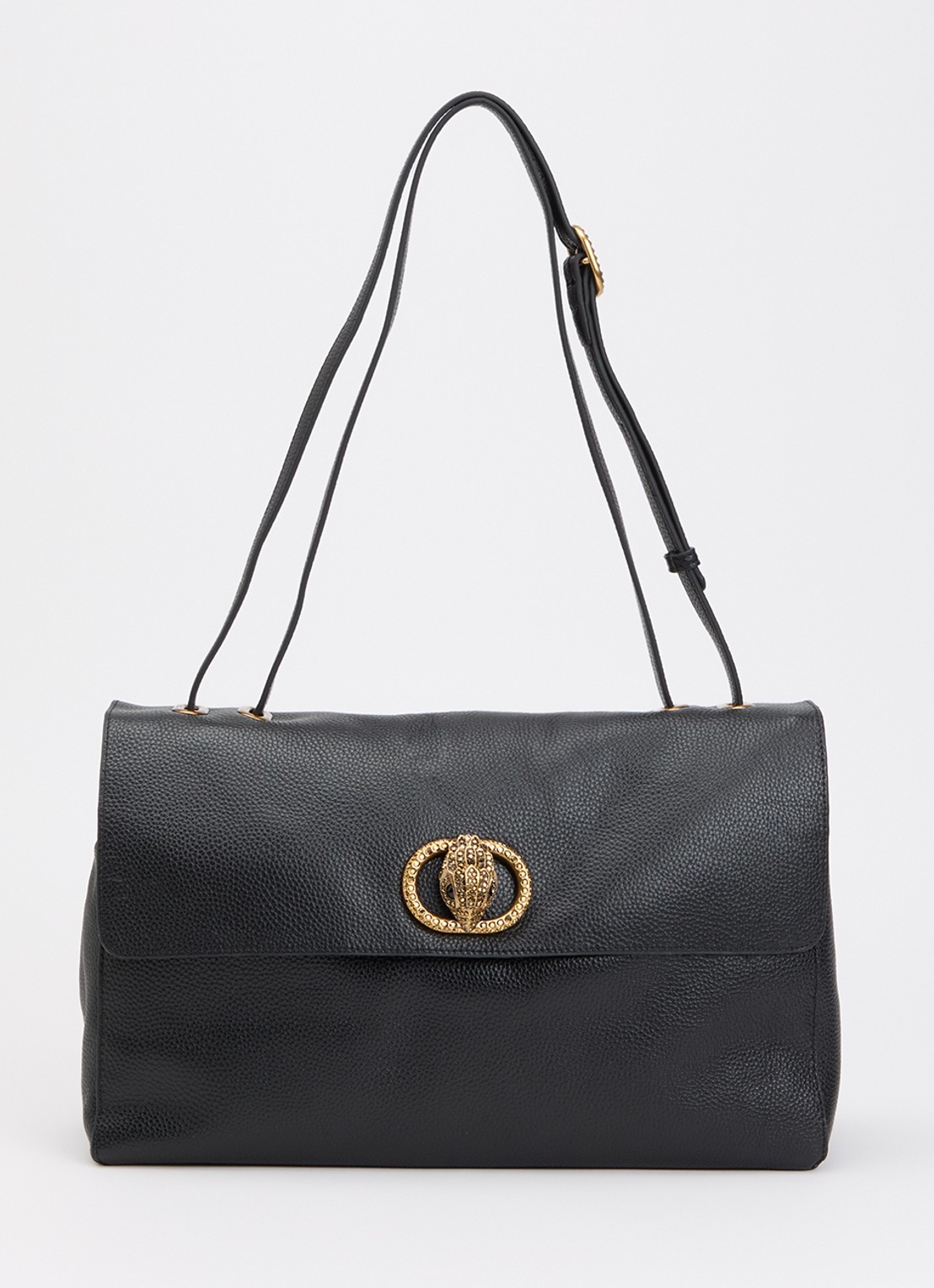 Kurt Geiger Chelsea Slouch Flap Large schoudertas van leer - voorkant 4 zwart