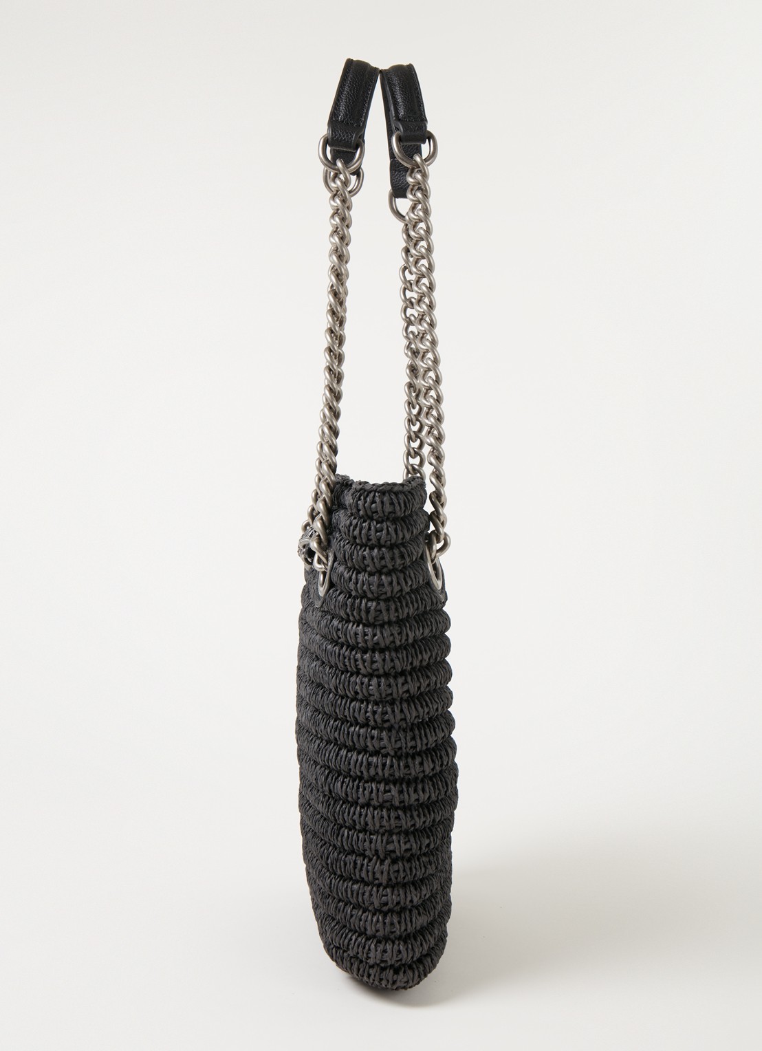 Kurt Geiger Chelsea Small shopper van raffia met leren details - detail 3 zwart