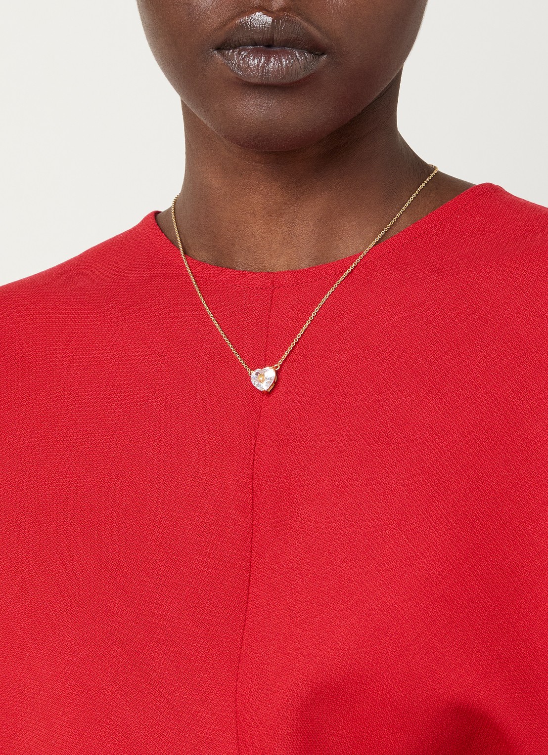 Kurt Geiger Crystal Heart ketting met kristal - voorkant 5 wit