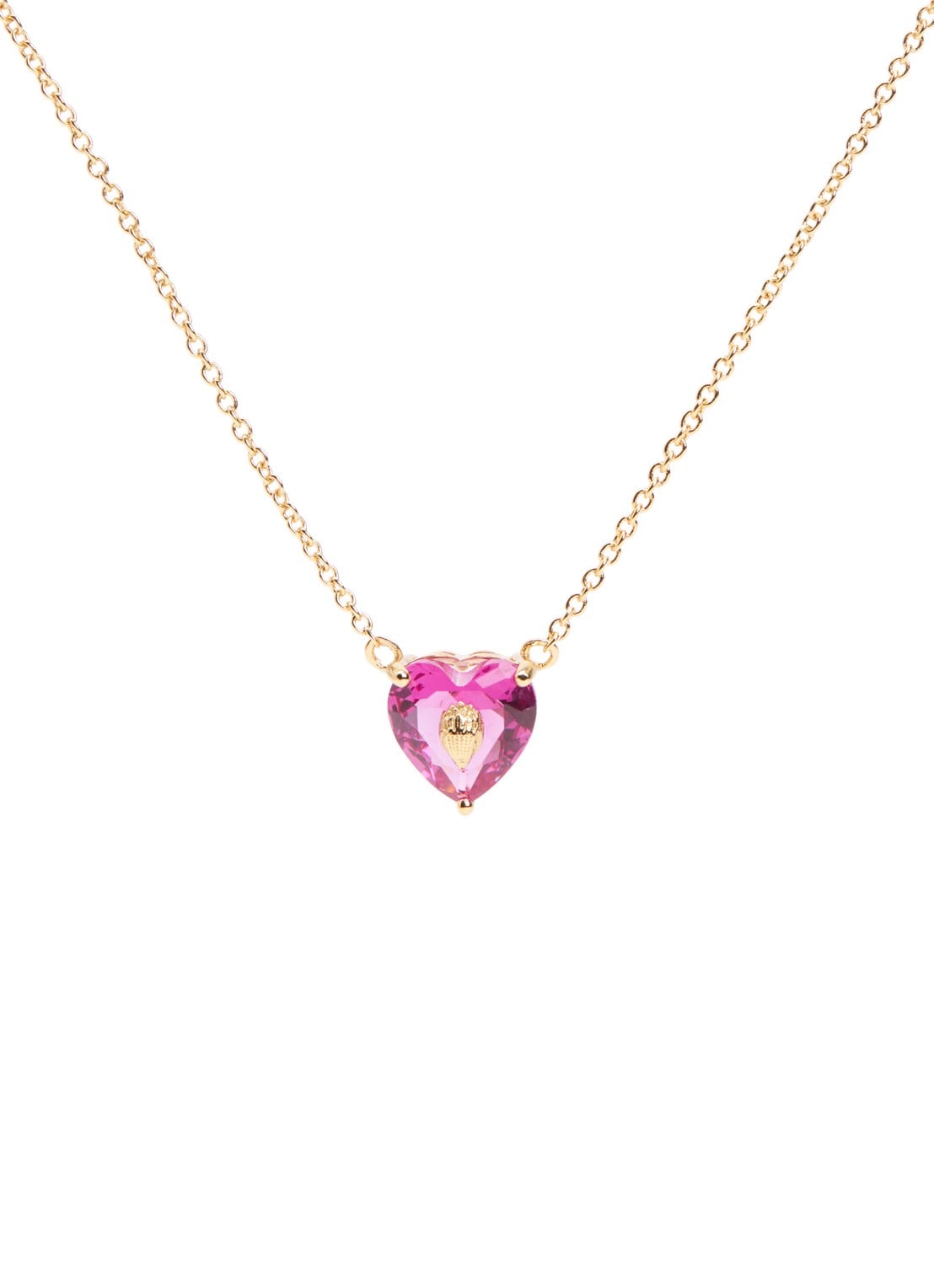 Kurt Geiger Crystal Heart ketting met kristal - voorkant 4 fuchsia