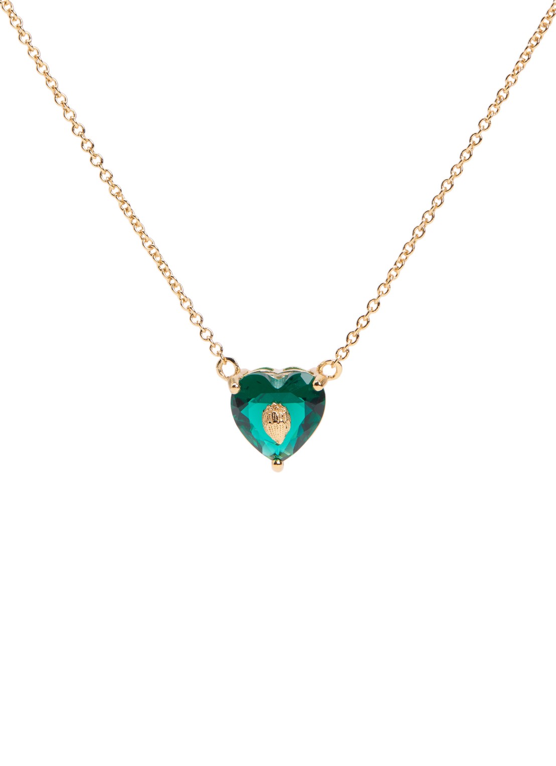 Kurt Geiger Crystal Heart ketting met kristal - voorkant 4 groen