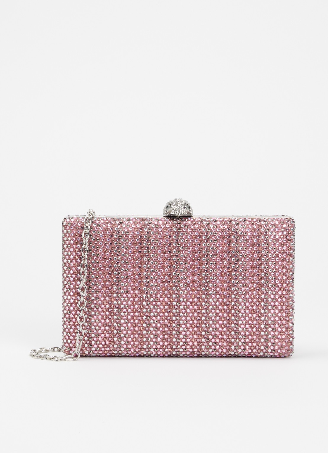 Kurt Geiger Crystal Kensington clutch met strass - voorkant roze