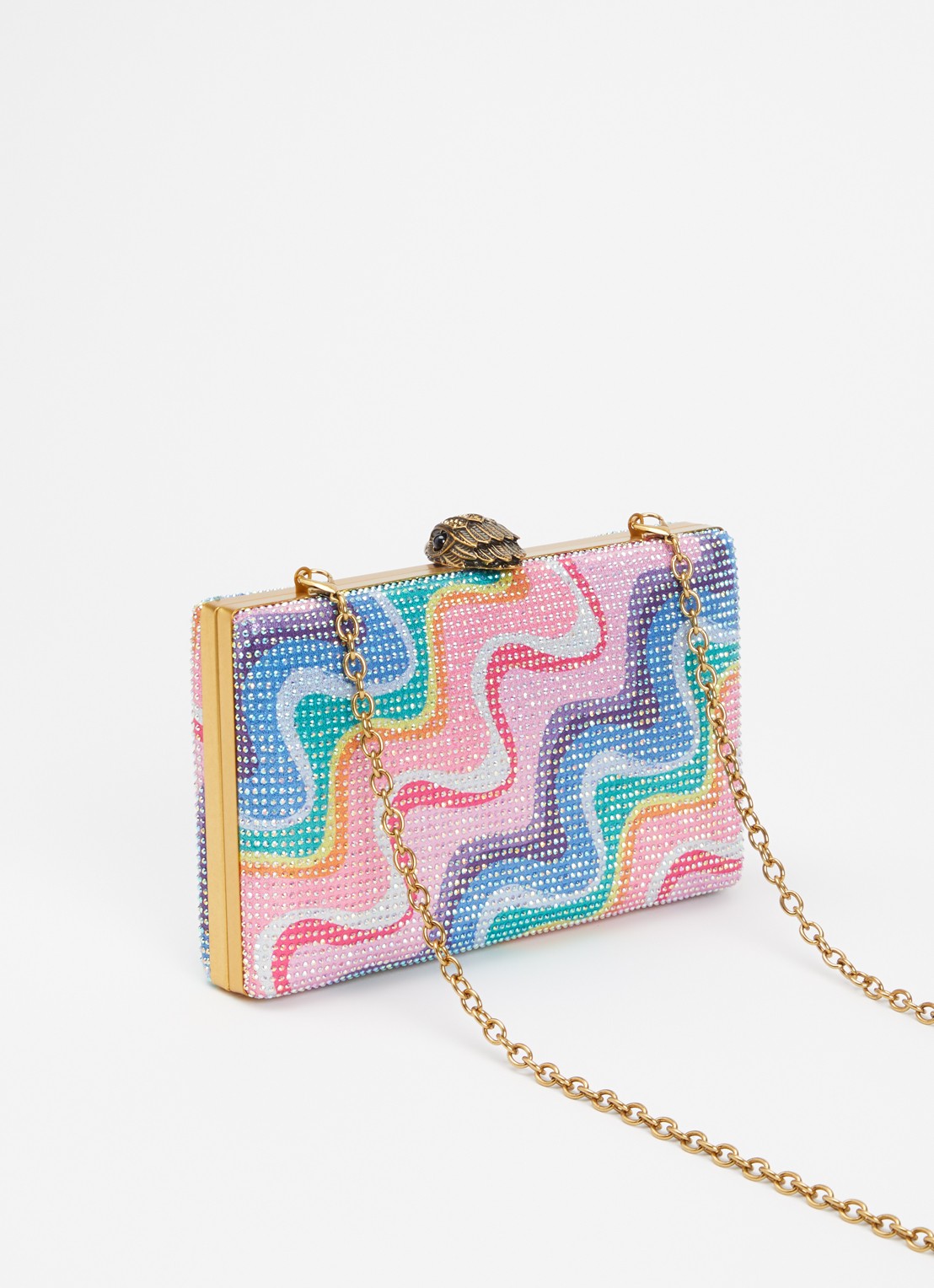 Kurt Geiger Crystal Kensington clutch met strass - achterkant lila
