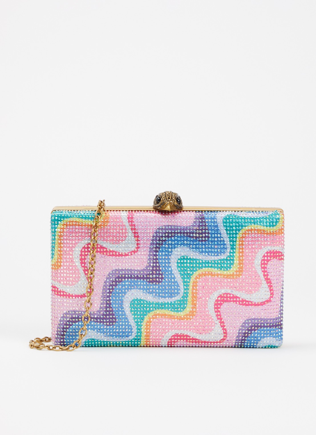 Kurt Geiger Crystal Kensington clutch met strass - voorkant 2 lila