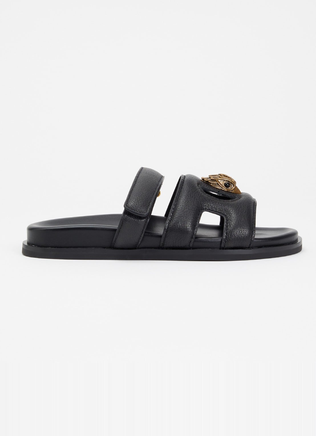 Kurt Geiger Eagle Cut Out slipper van leer - voorkant 2 zwart