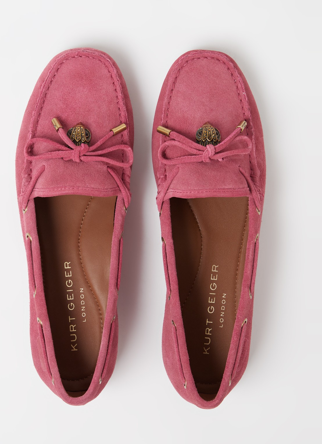 Kurt Geiger Eagle mocassin met leren details en strass - detail 3 roze