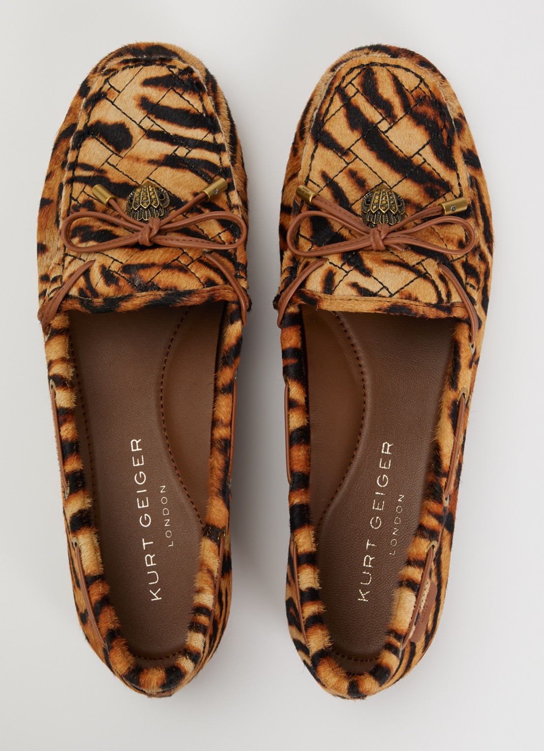 Kurt Geiger Eagle moccasin van leer met dierenprint - detail 4 camel