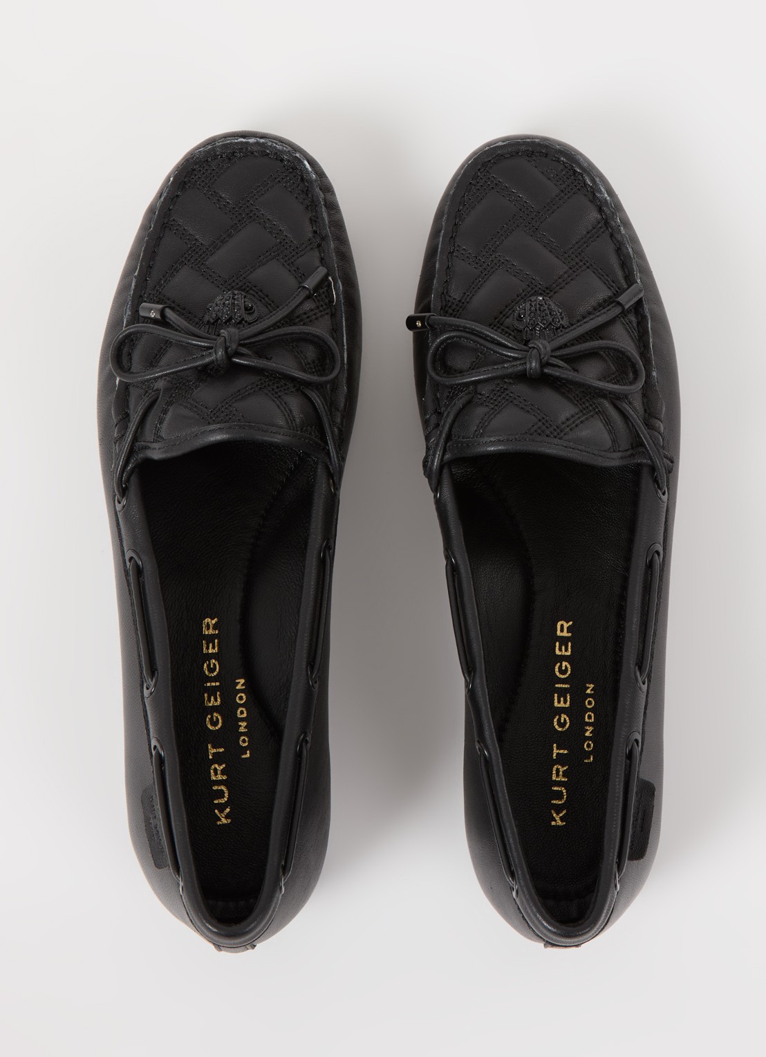 Kurt Geiger Eagle moccasin van leer met quilt patroon - detail 4 zwart