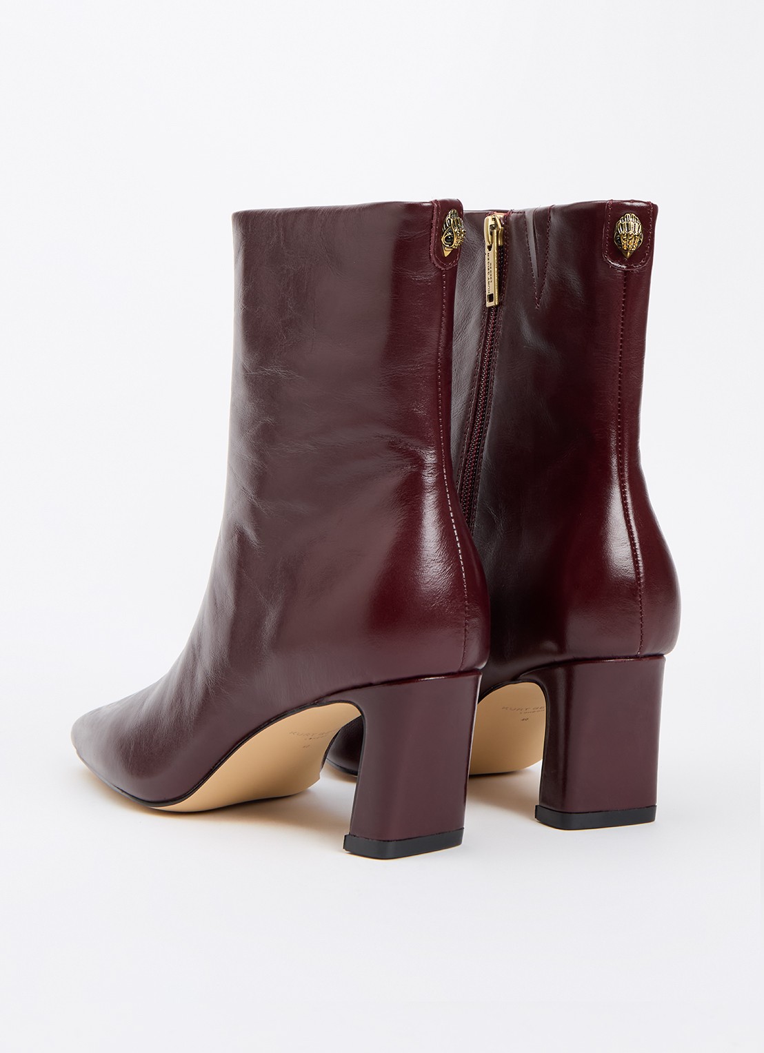 Kurt Geiger Eaton enkellaarsje van leer - achterkant 4 bordeauxrood