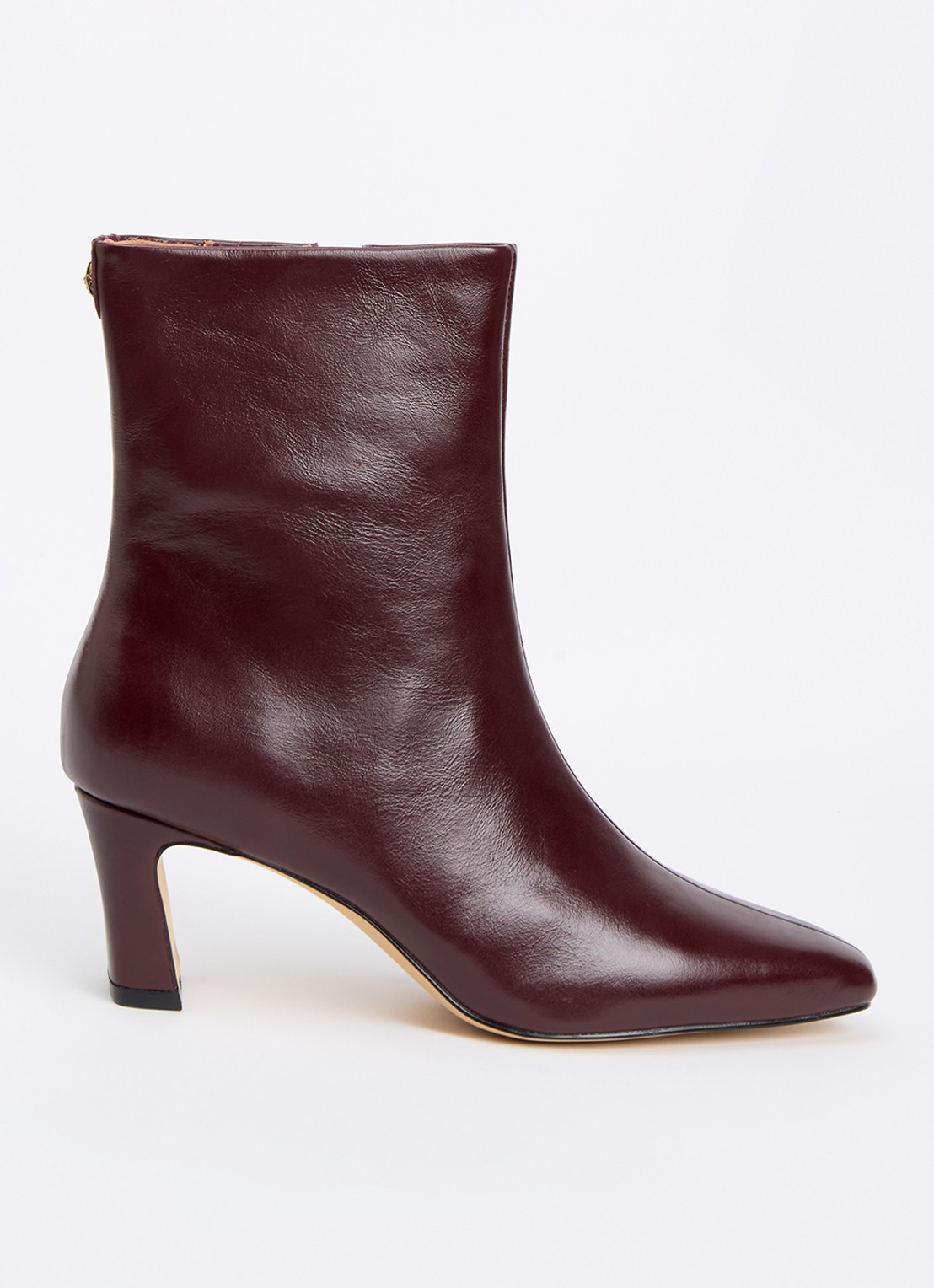 Kurt Geiger Eaton enkellaarsje van leer - voorkant 3 bordeauxrood
