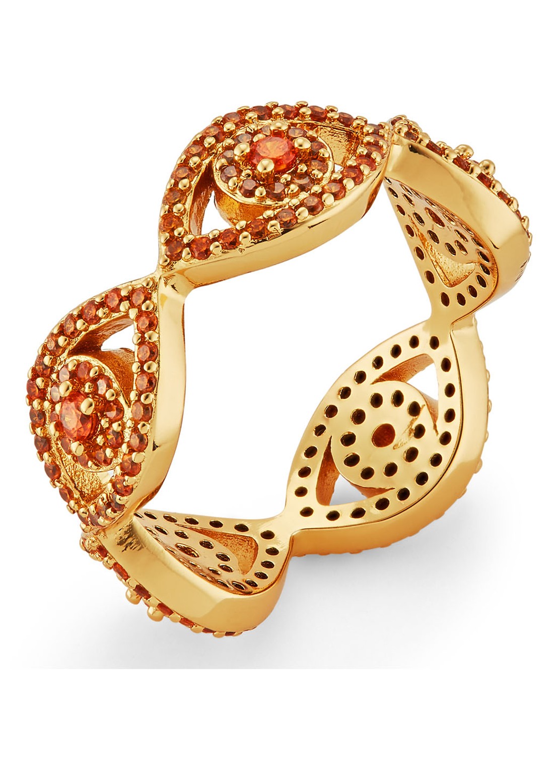 Kurt Geiger Evil Eye ring met kristal - voorkant oranje
