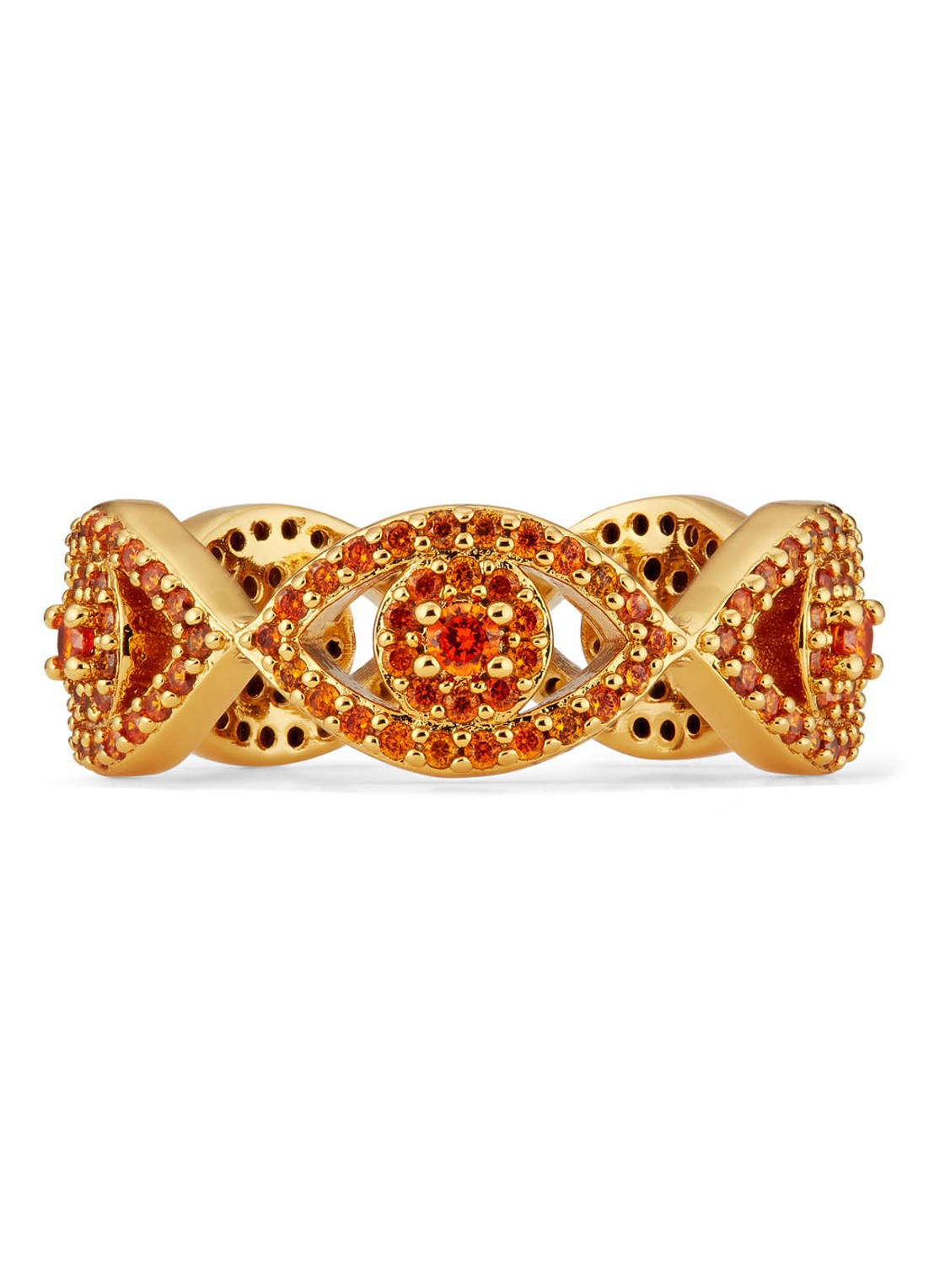 Kurt Geiger Evil Eye ring met kristal - voorkant 2 oranje