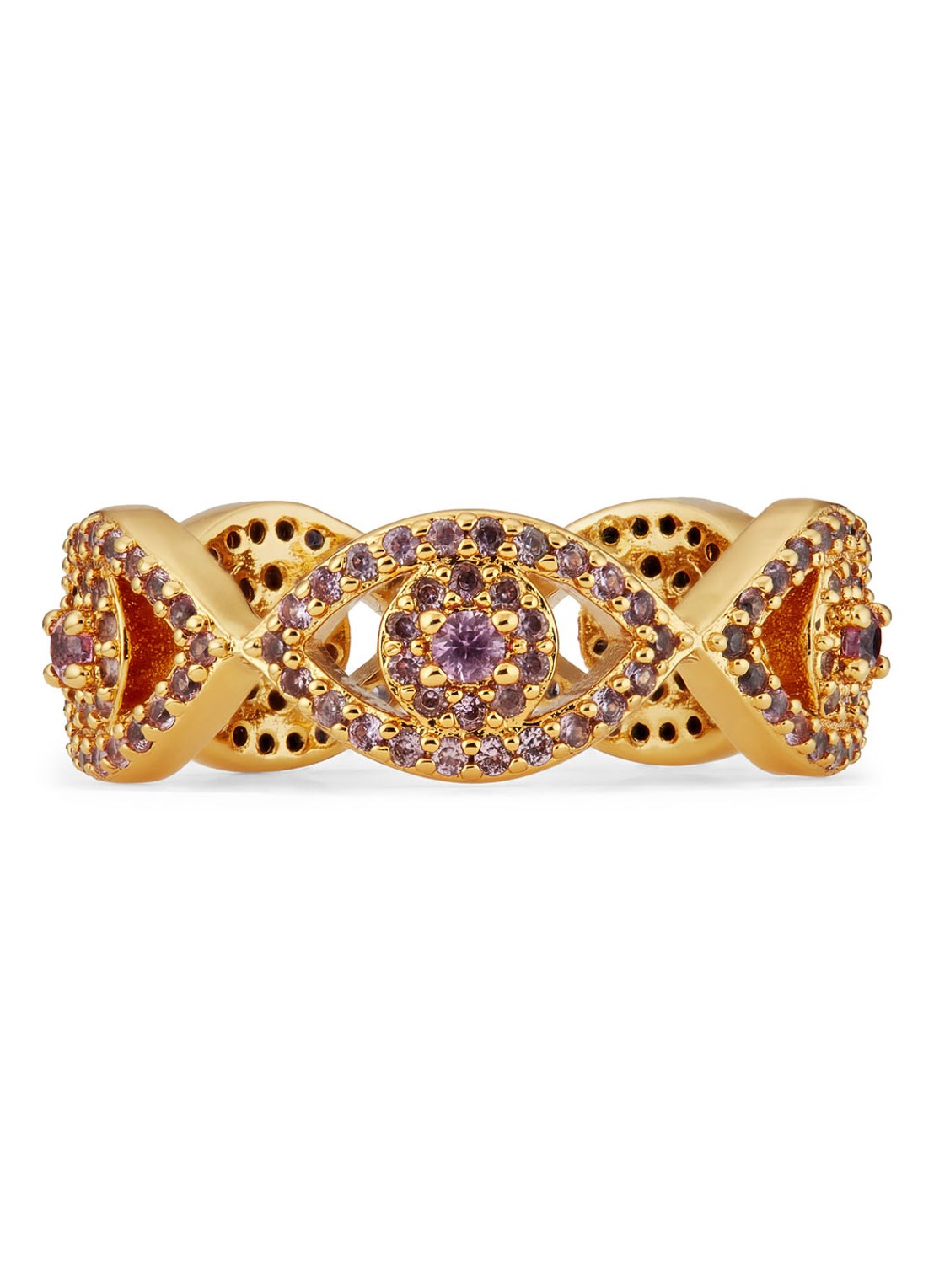 Kurt Geiger Evil Eye ring met kristal - voorkant 2 paars