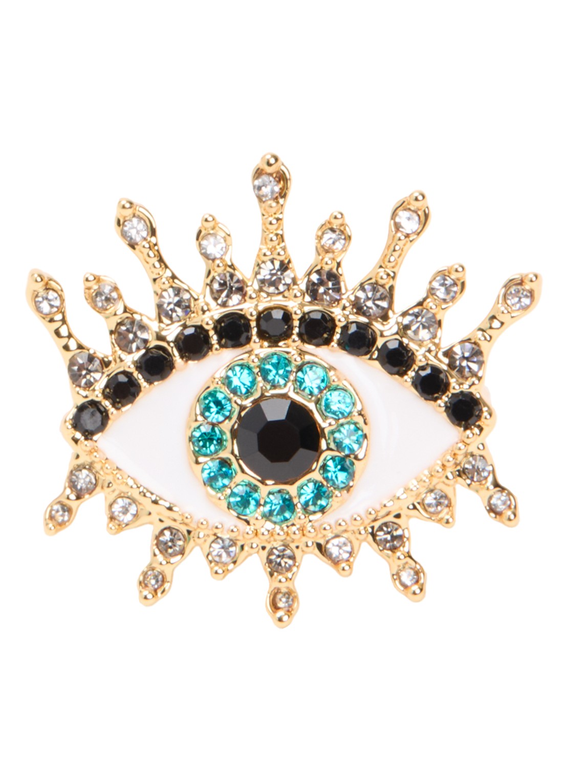 Kurt Geiger Eye Cocktail ring met kristal - voorkant 3 goud