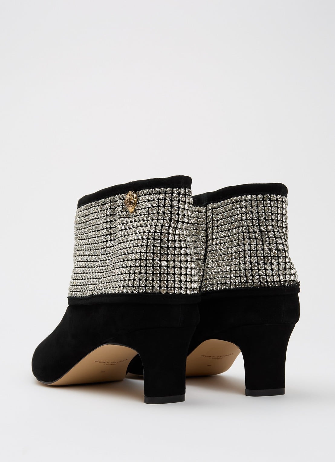 Kurt Geiger Fold Over enkellaarsje van suède met strass - achterkant zwart