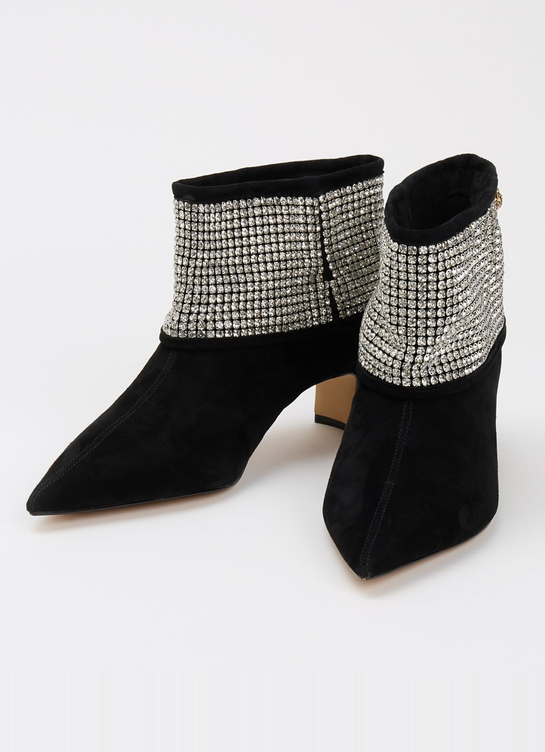 Kurt Geiger Fold Over enkellaarsje van suède met strass - detail 2 zwart