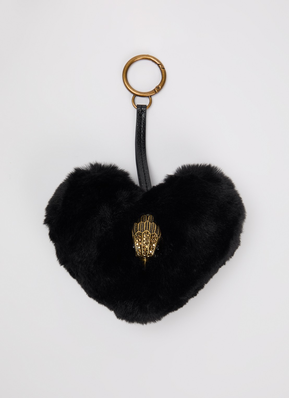 Kurt Geiger Heart tasbedel van imitatiebont - voorkant zwart