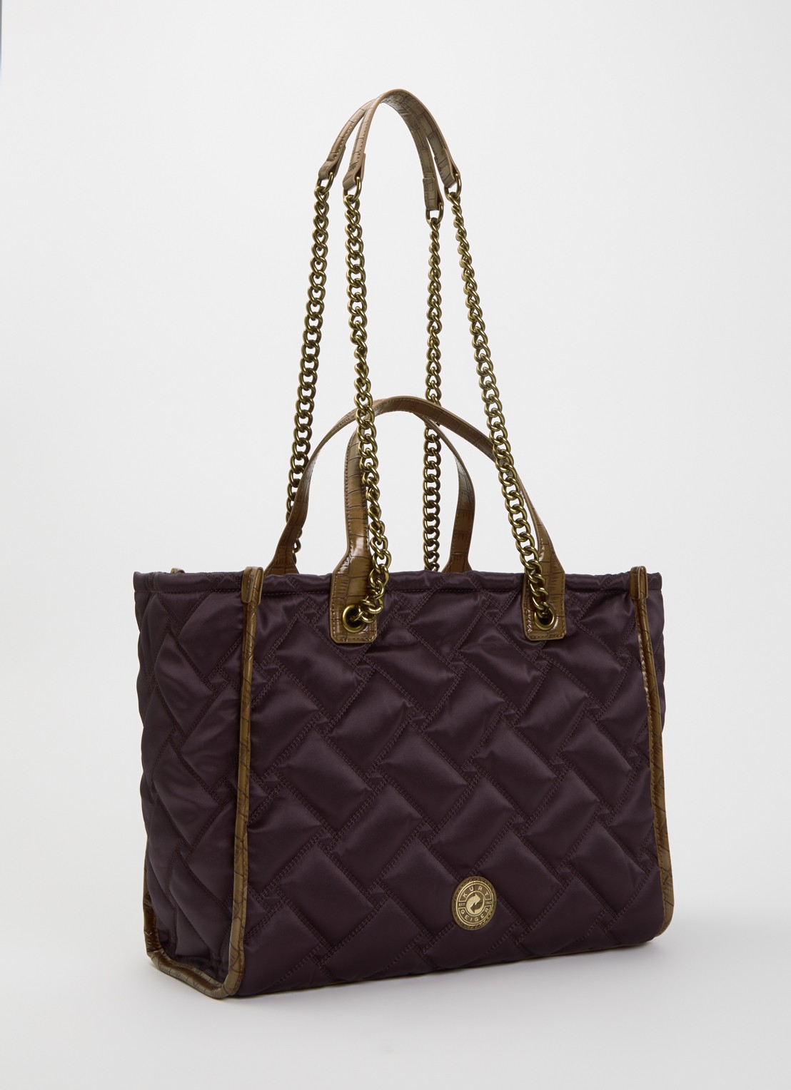 Kurt Geiger Hoxton shopper met quilt patroon  - achterkant bordeauxrood