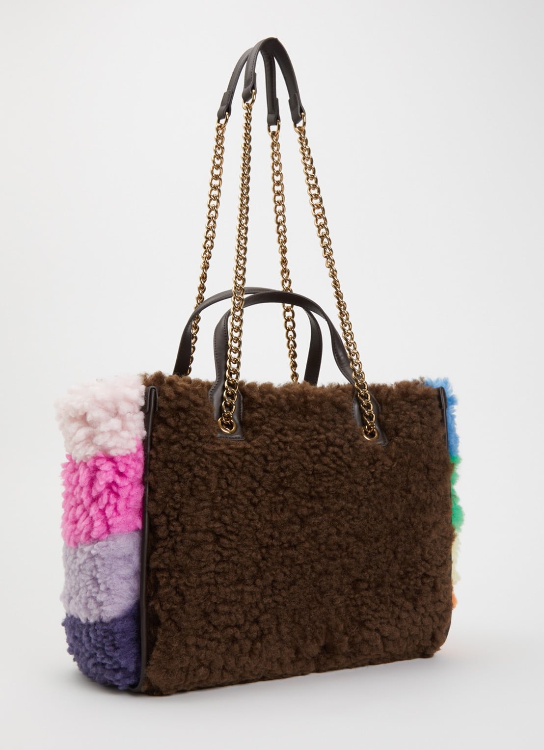 Kurt Geiger Hoxton shopper van leer met teddy - achterkant 4 bruin