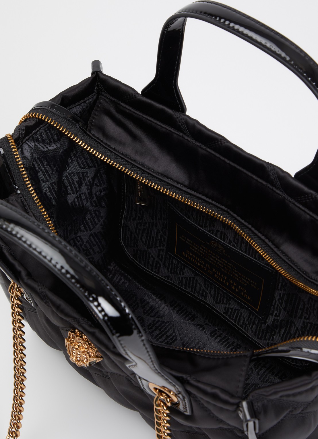 Kurt Geiger Hoxton Small handtas met quilt patroon - detail 3 zwart