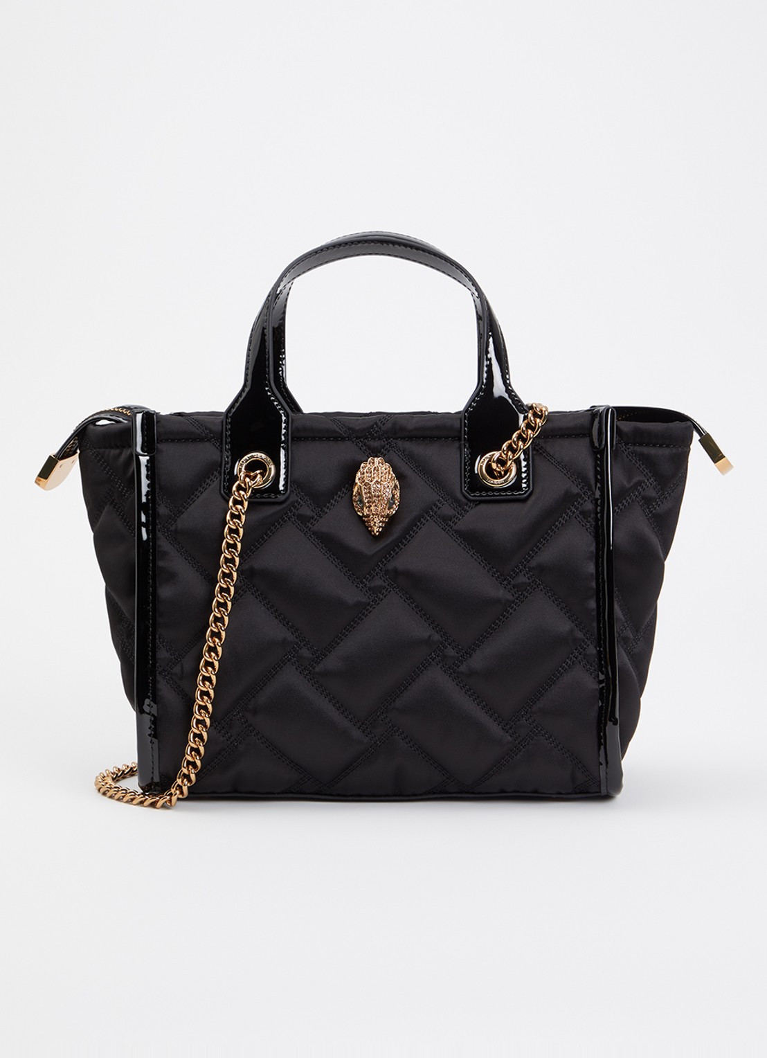 Kurt Geiger Hoxton Small handtas met quilt patroon - voorkant 2 zwart