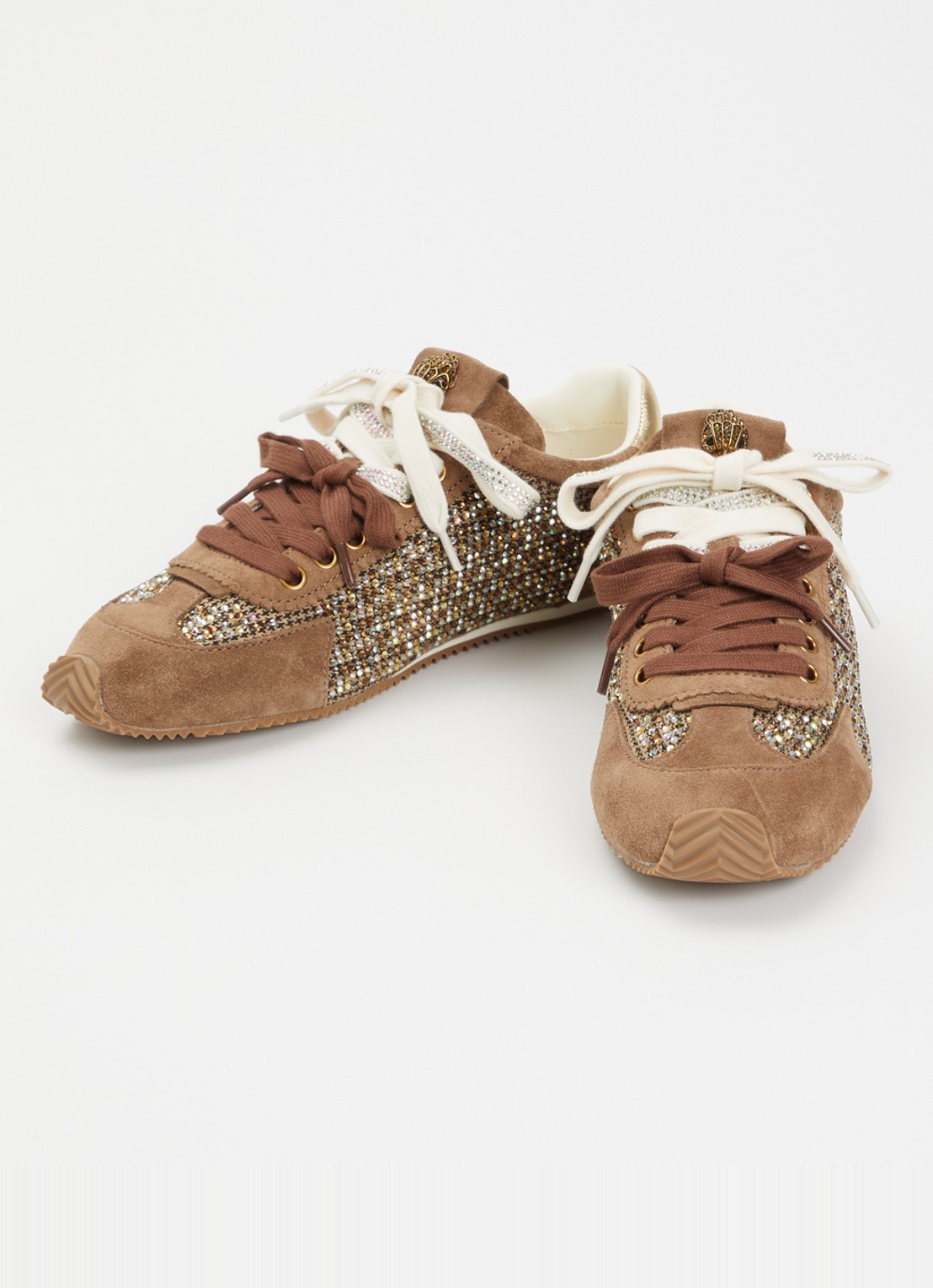 Kurt Geiger Islington sneaker  met suède details en strass - detail 3 beige