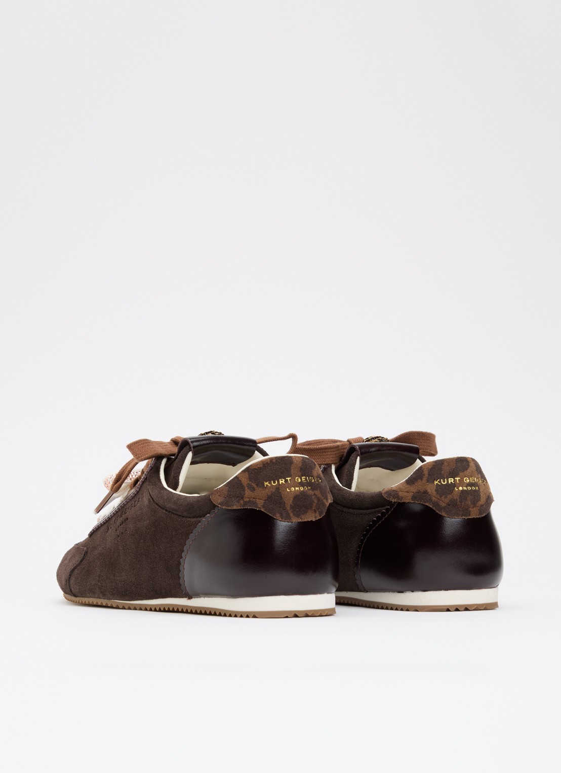 Kurt Geiger Islington sneaker van suède met details van leer - achterkant 5 donkerbruin