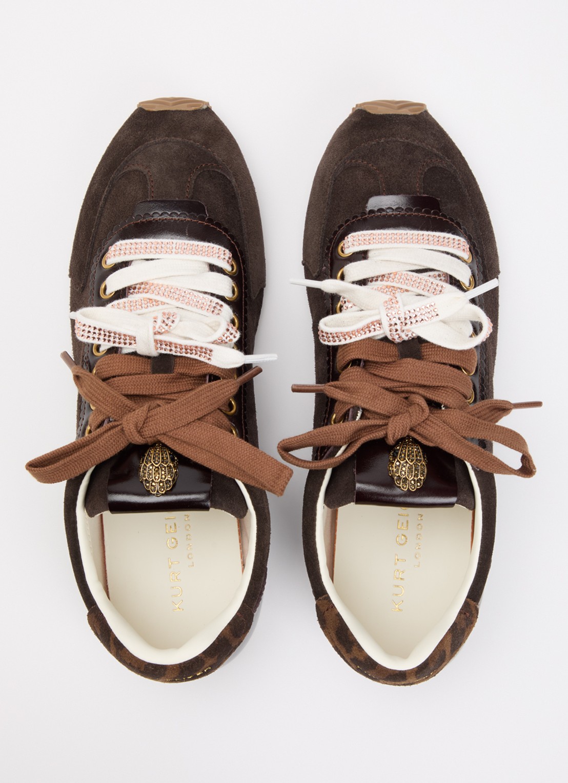 Kurt Geiger Islington sneaker van suède met details van leer - detail 2 donkerbruin