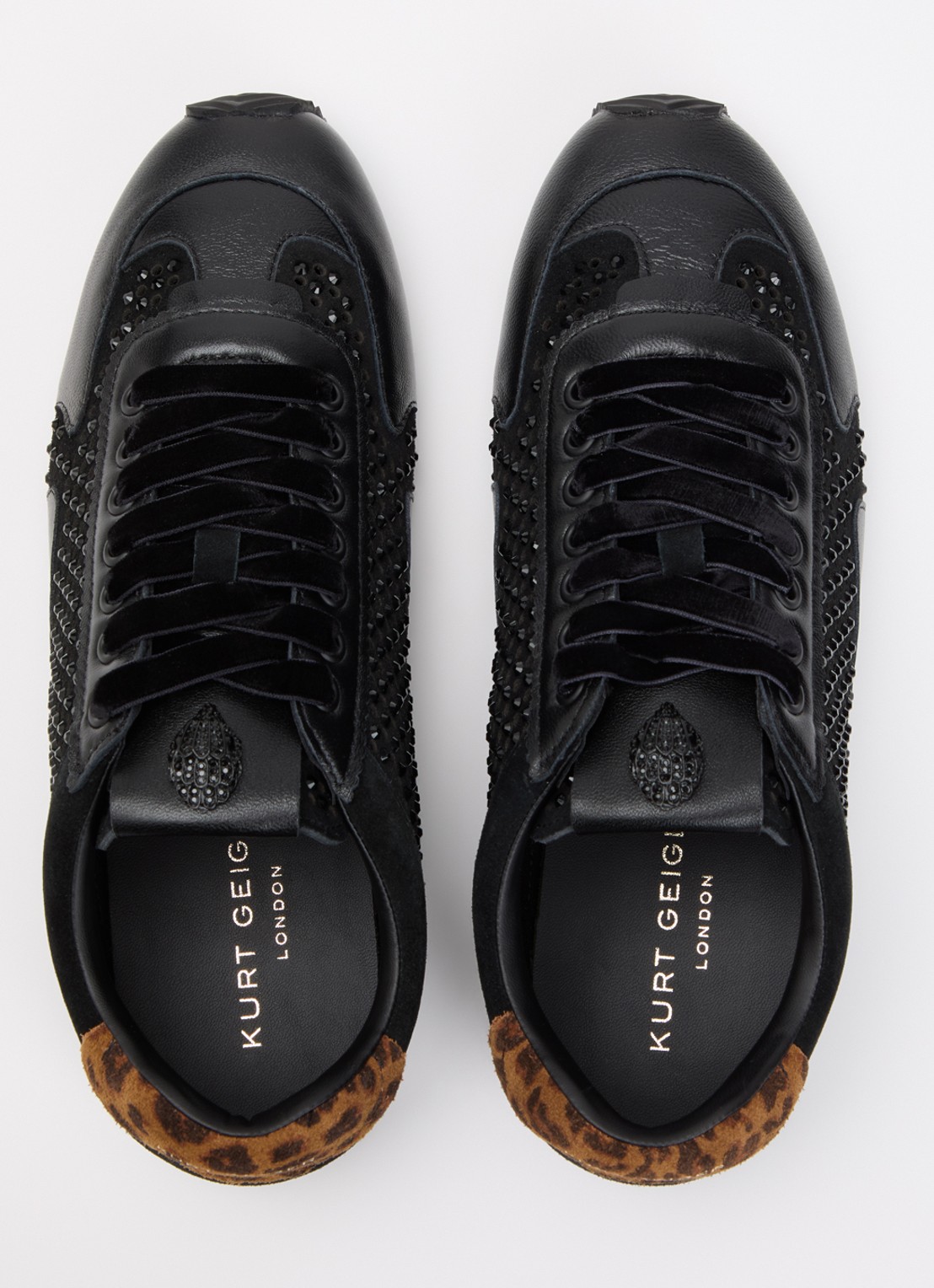 Kurt Geiger Islington sneaker van suède met strass en details van leer - detail 3 zwart