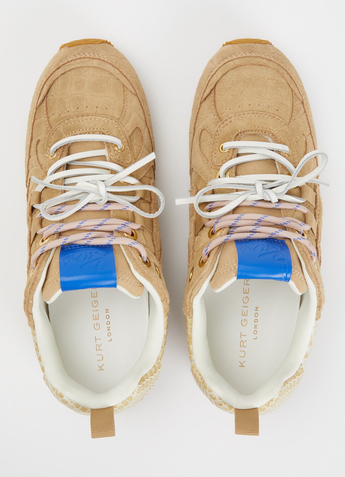 Kurt Geiger K Slim Runner sneaker van suède - detail 2 beige