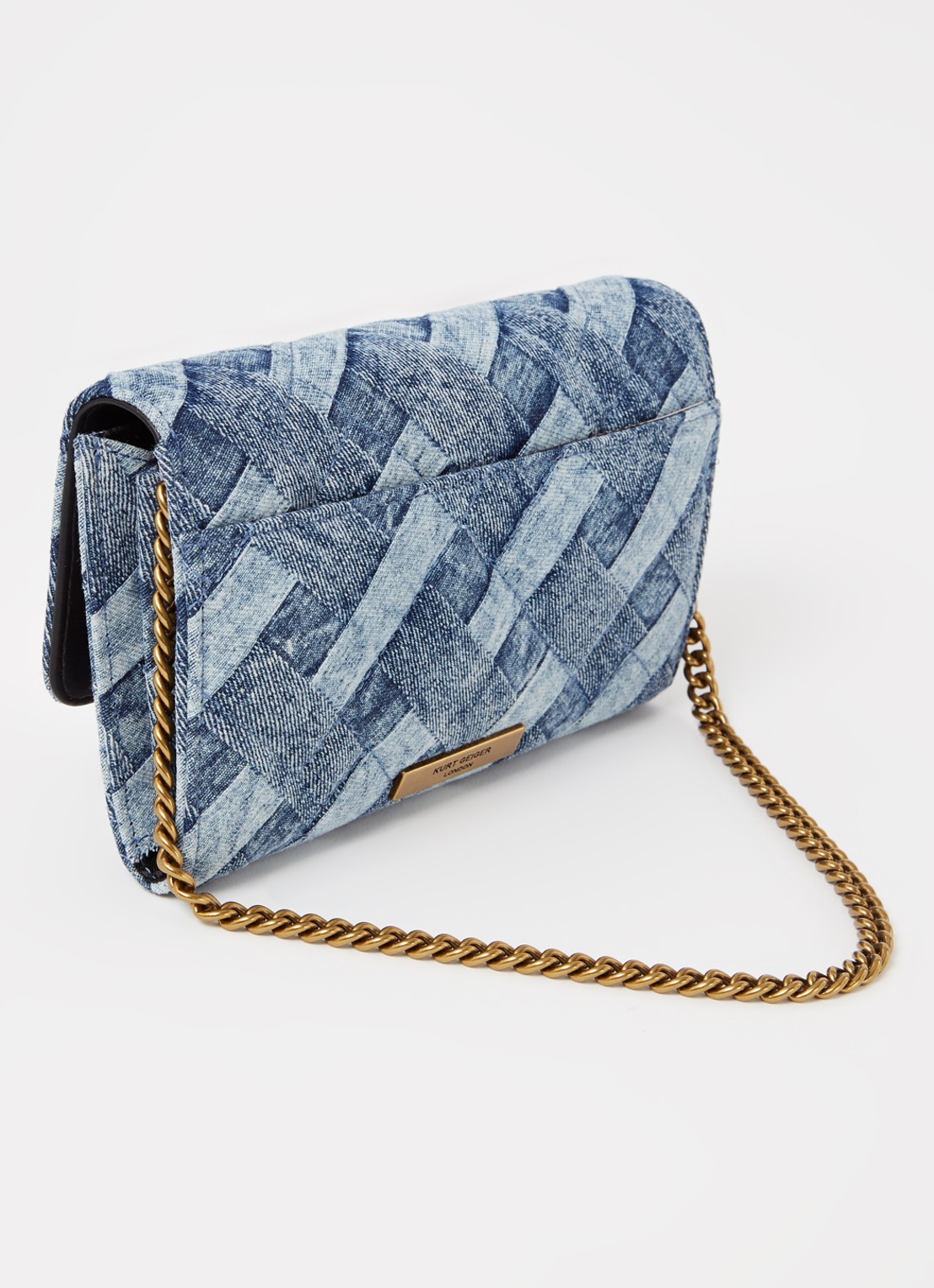 Kurt Geiger Kensington clutch van denim met afneembare schouderriem - achterkant 4 indigo
