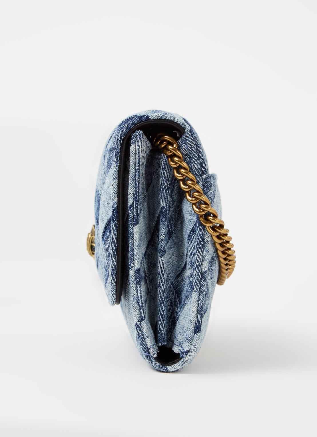 Kurt Geiger Kensington clutch van denim met afneembare schouderriem - detail 6 indigo