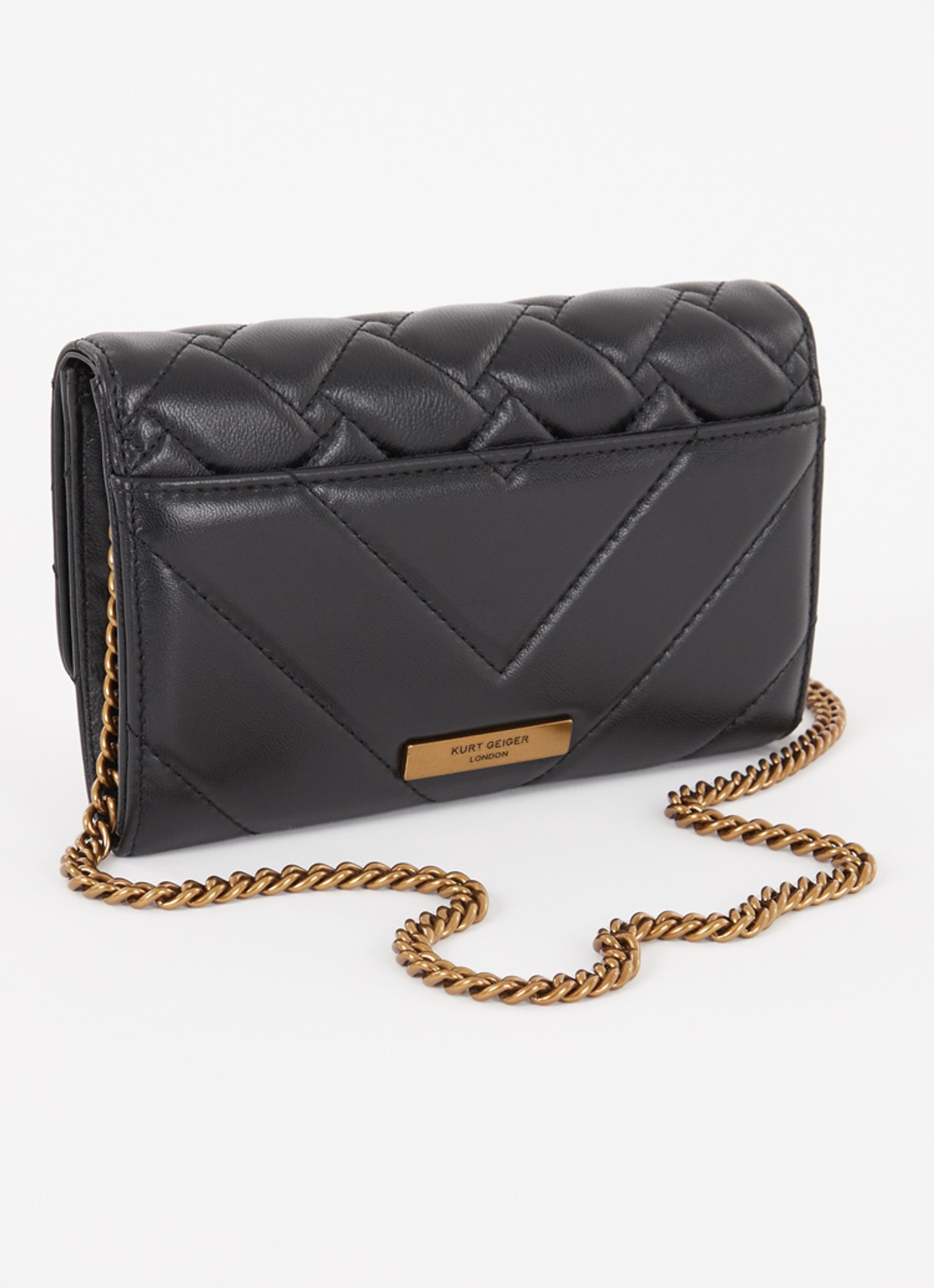 Kurt Geiger Kensington crossbodytas van leer met afneembare schouderriem - achterkant 3 zwart