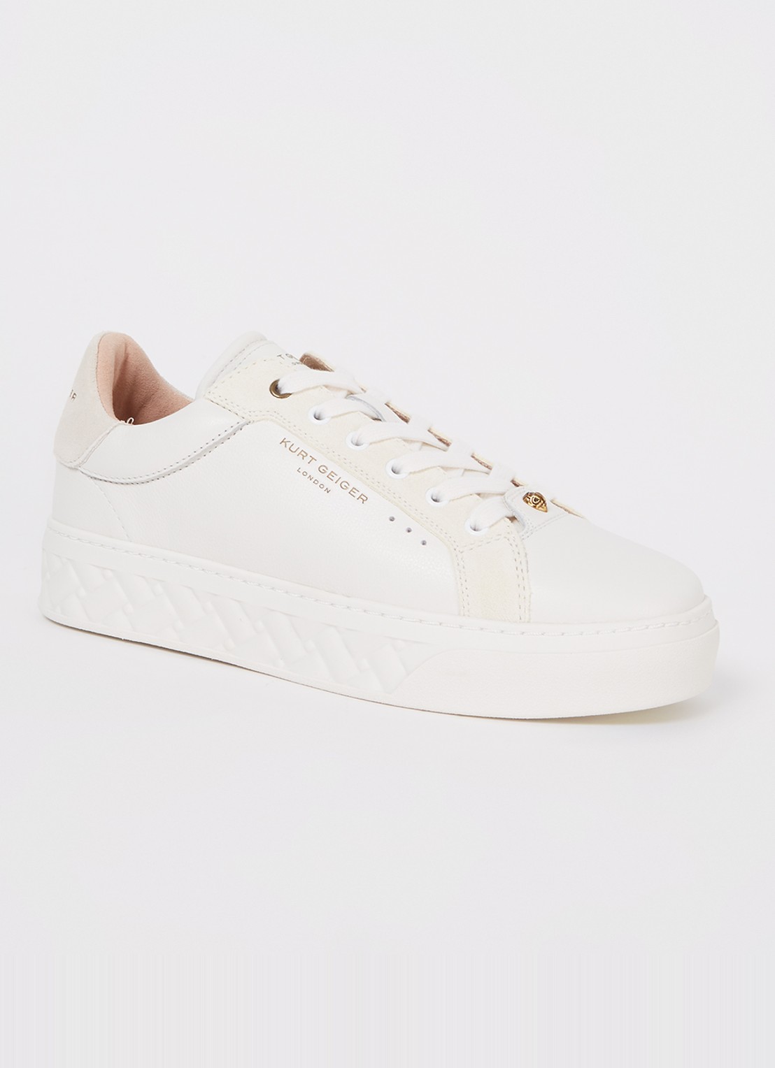 Kurt Geiger Kensington Cupsole sneaker van leer - voorkant gebroken wit