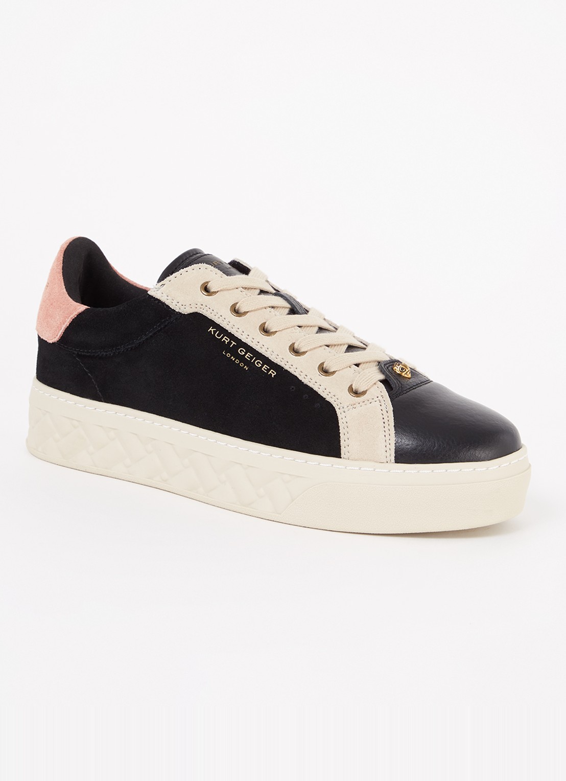 Kurt Geiger Kensington Cupsole sneaker van leer - voorkant zwart