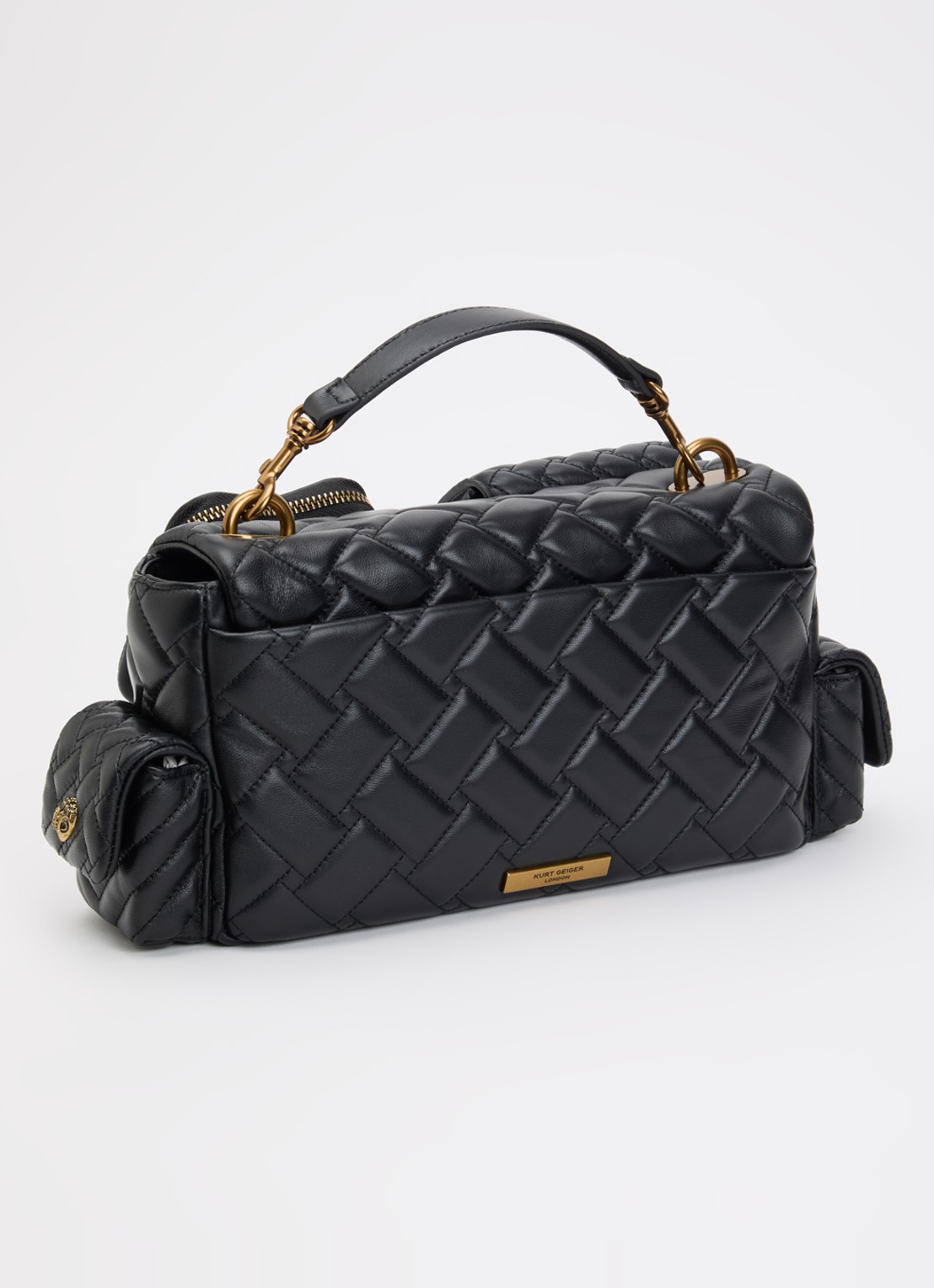 Kurt Geiger Kensington handtas van leer met afneembare schouderriem  - achterkant zwart