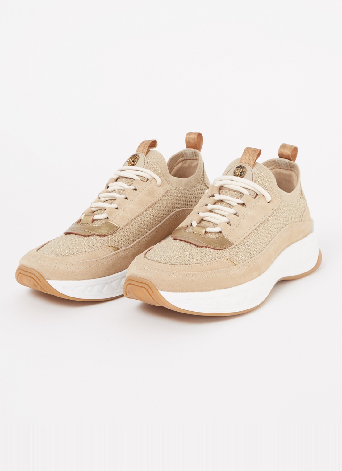 Kurt Geiger Kensington Knit sneaker met gebreid bovenwerk en suède details - detail 2 camel