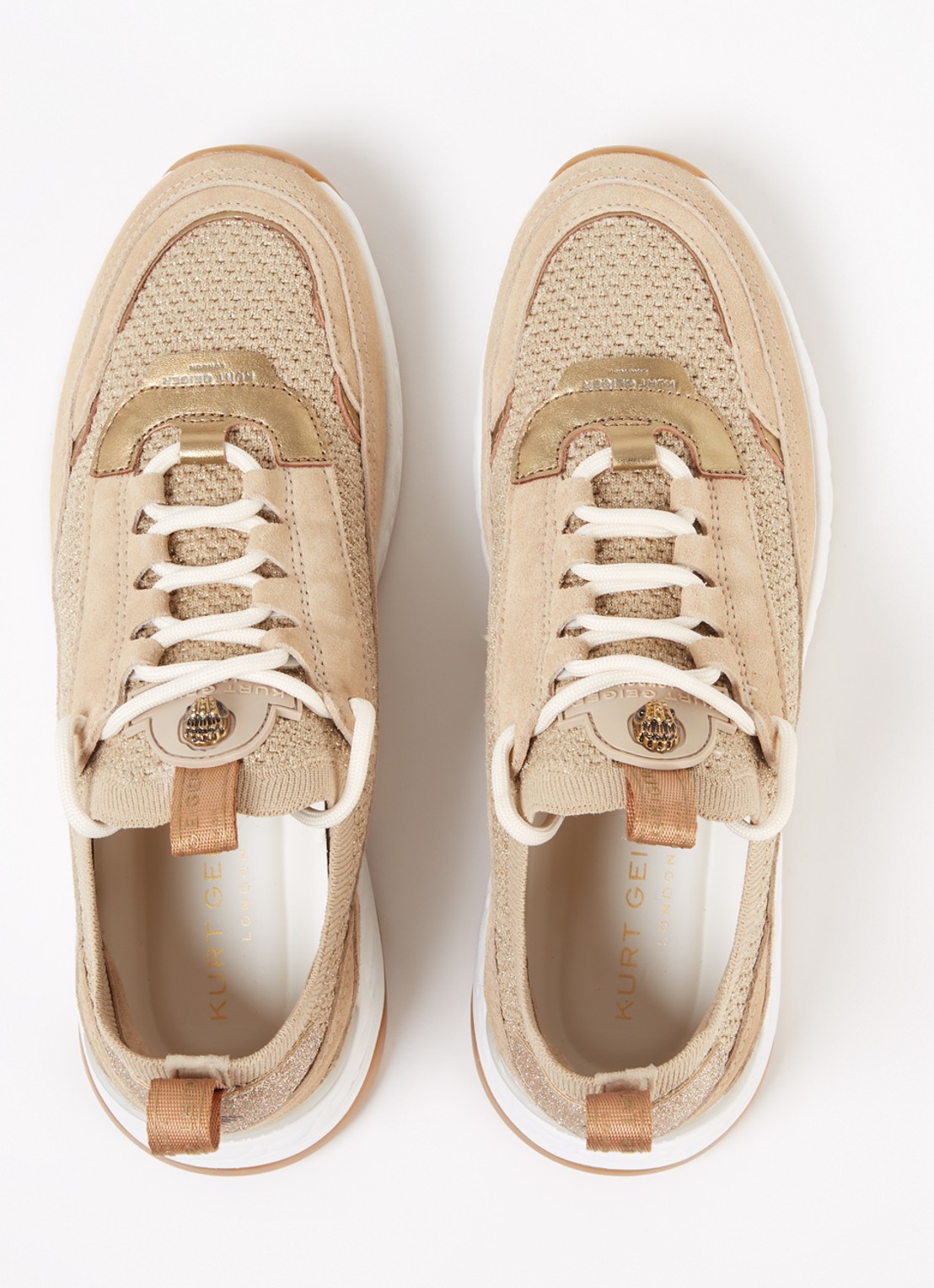 Kurt Geiger Kensington Knit sneaker met gebreid bovenwerk en suède details - detail 3 camel