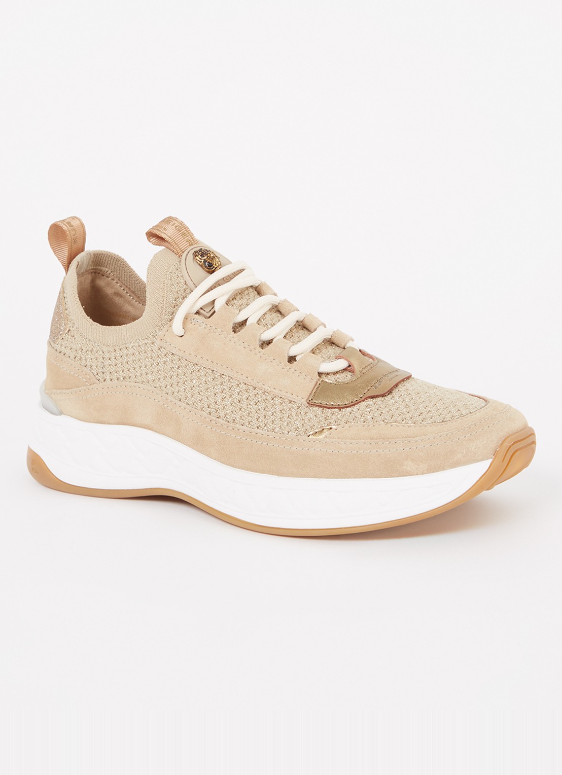 Kurt Geiger Kensington Knit sneaker met gebreid bovenwerk en suède details - voorkant 5 camel