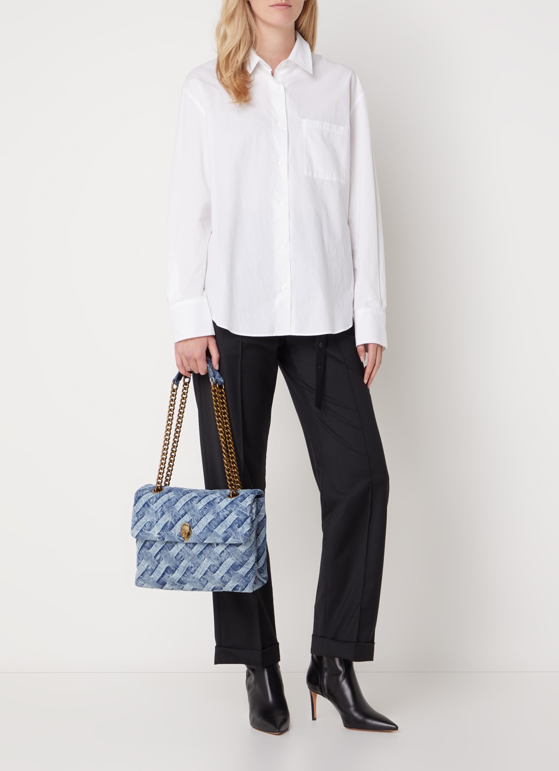 Kurt Geiger Kensington Large schoudertas van denim - voorkant 5 denim