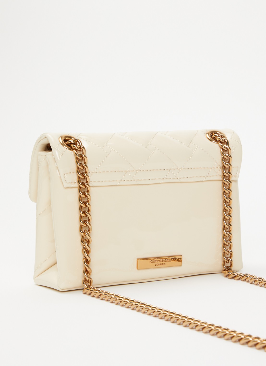 Kurt Geiger Kensington Mini crossbodytas van lakleer - achterkant gebroken wit