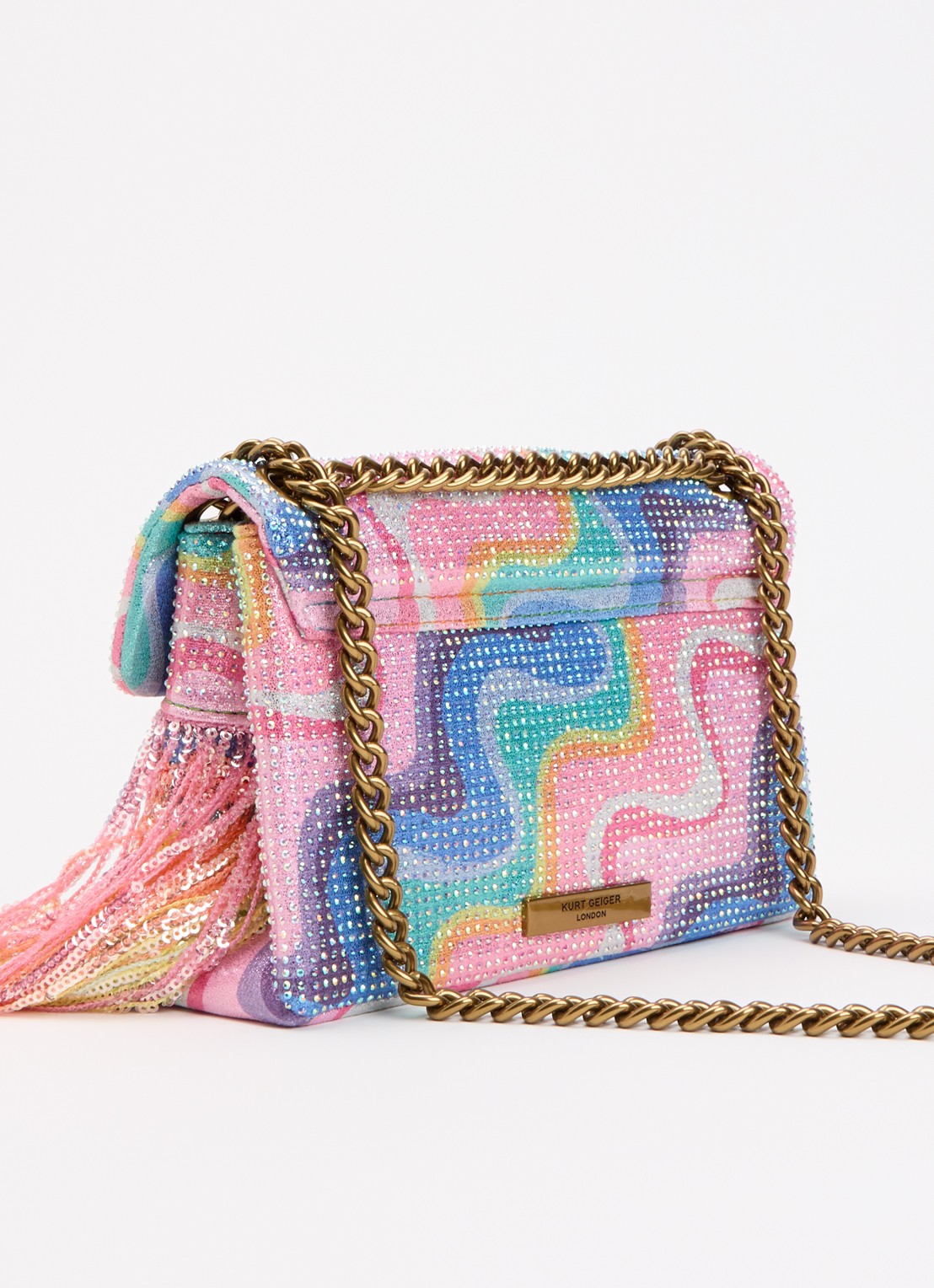 Kurt Geiger Kensington mini schoudertas met franjes  - achterkant 5 multicolor