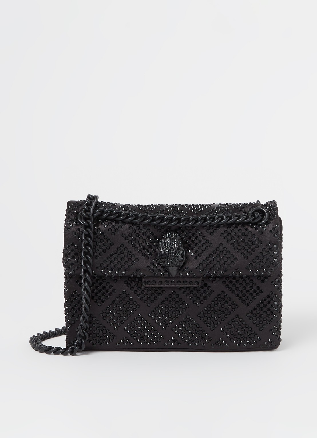 Kurt Geiger Kensington Mini schoudertas met strass - voorkant 3 zwart