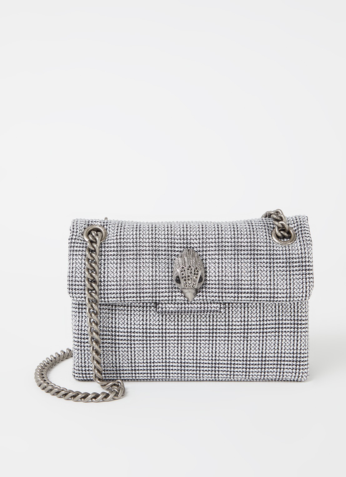 Kurt Geiger Kensington Mini schoudertas met strass - voorkant 4 zilver