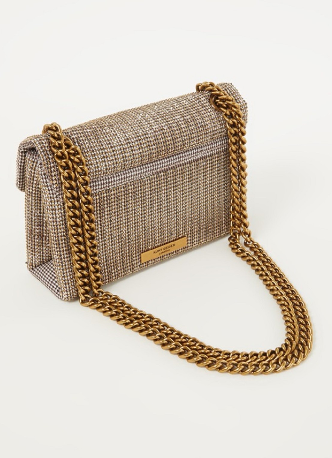 Kurt Geiger Kensington Mini schoudertas met strass - achterkant 4 beige