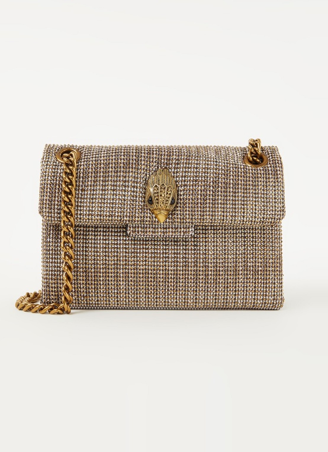 Kurt Geiger Kensington Mini schoudertas met strass - voorkant 3 beige
