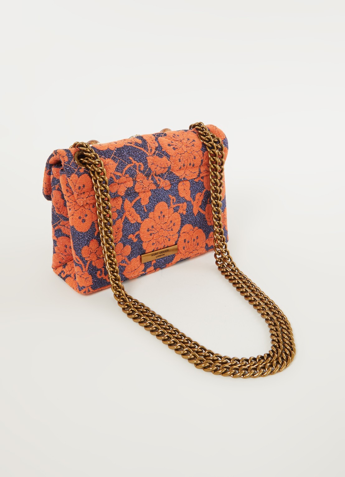 Kurt Geiger Kensington Mini schoudertas met strass - achterkant 3 oranjerood