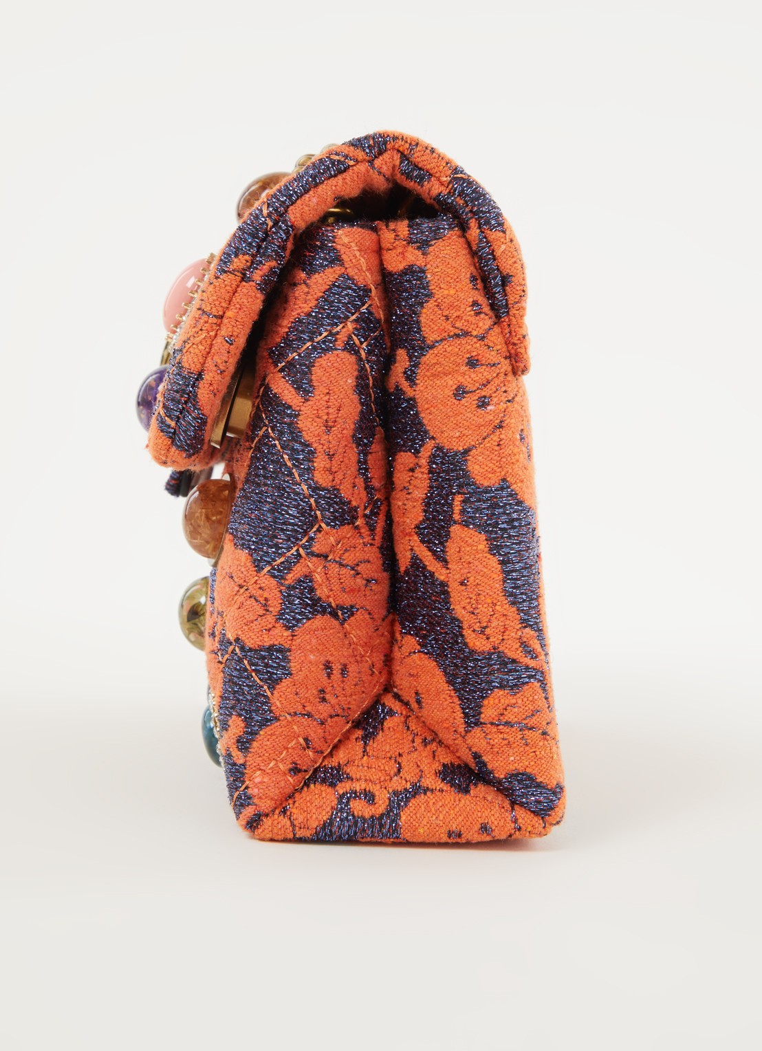 Kurt Geiger Kensington Mini schoudertas met strass - detail 2 oranjerood