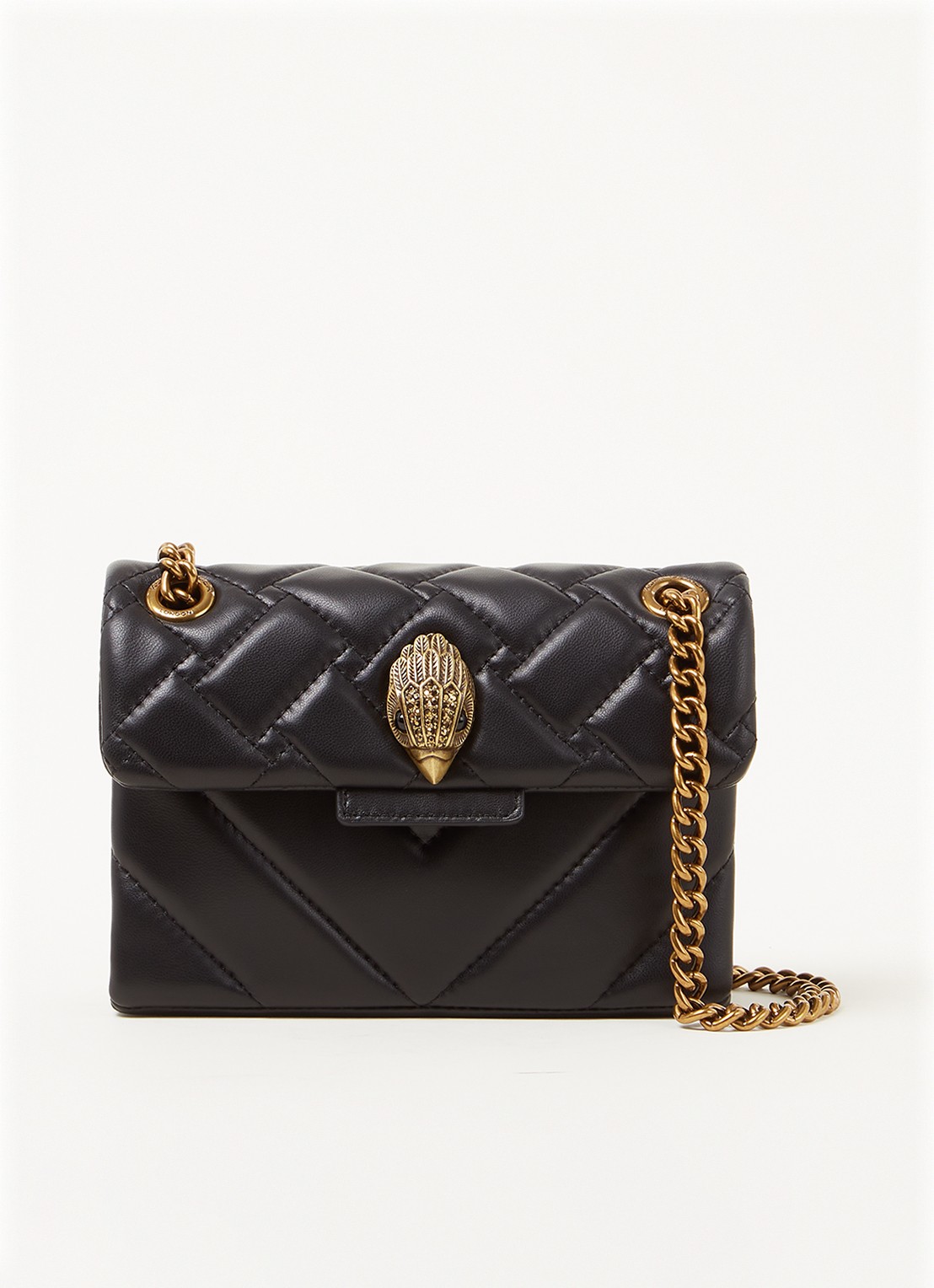 Kurt Geiger Kensington Mini schoudertas van leer - voorkant 2 zwart